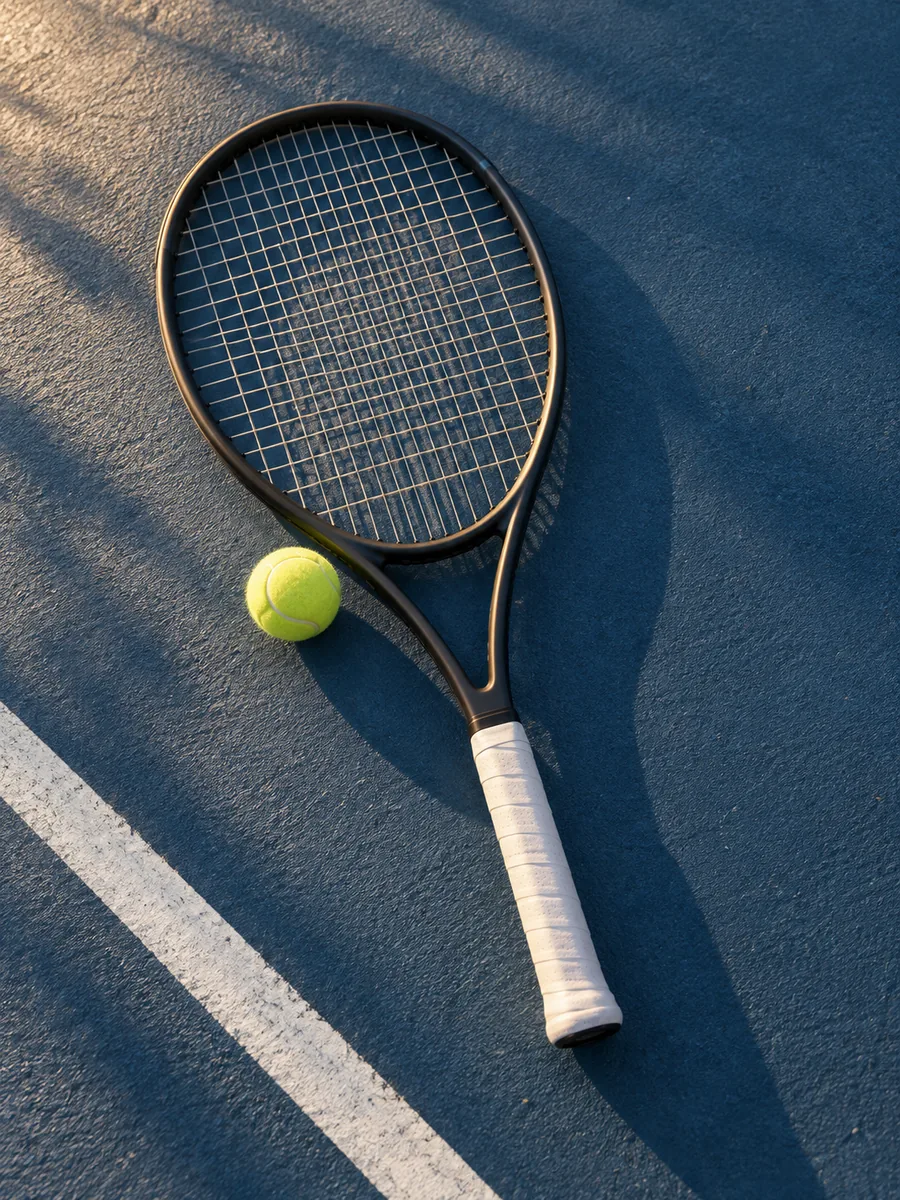 Tennis racquet on court surface